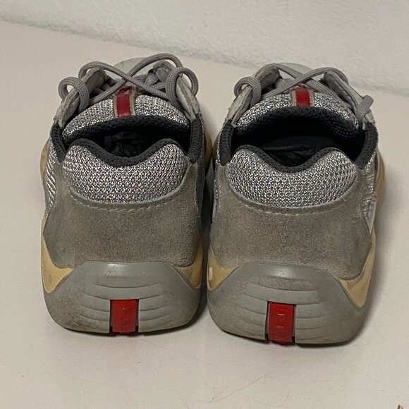 PRADA AMERICAS CUP SNEAKERS SHOES PS0906 WHITE LEATHER/ SILVER - SIZE 35.5 - Picture 3 of 8